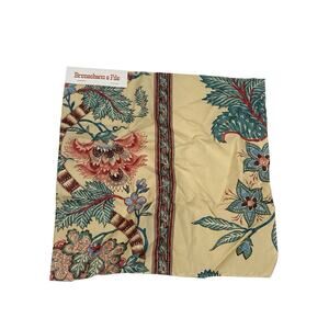 NEW SAMPLE Brunschwig & Fils Floral Cadenet Print in Beige/Teal 12.5” X 12.5”